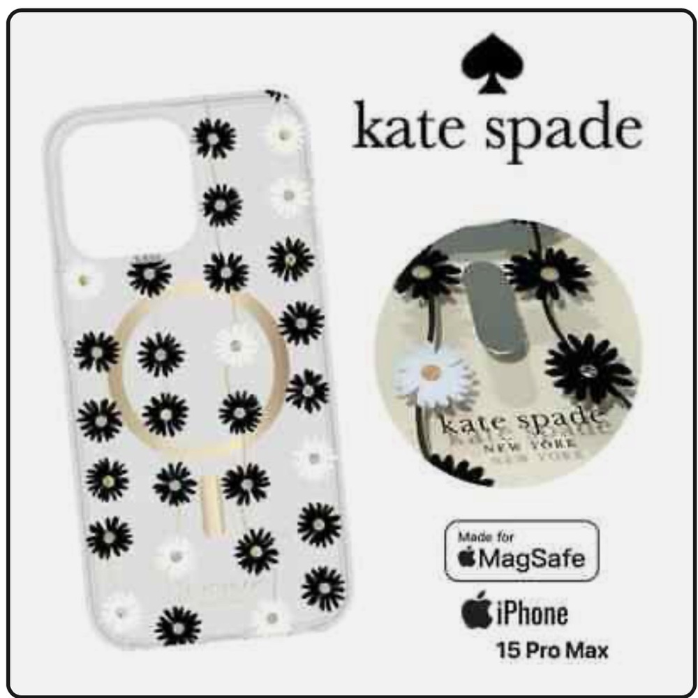 Kate Spade Black and White Floral iPhone 15 Pro Max Case- NEW